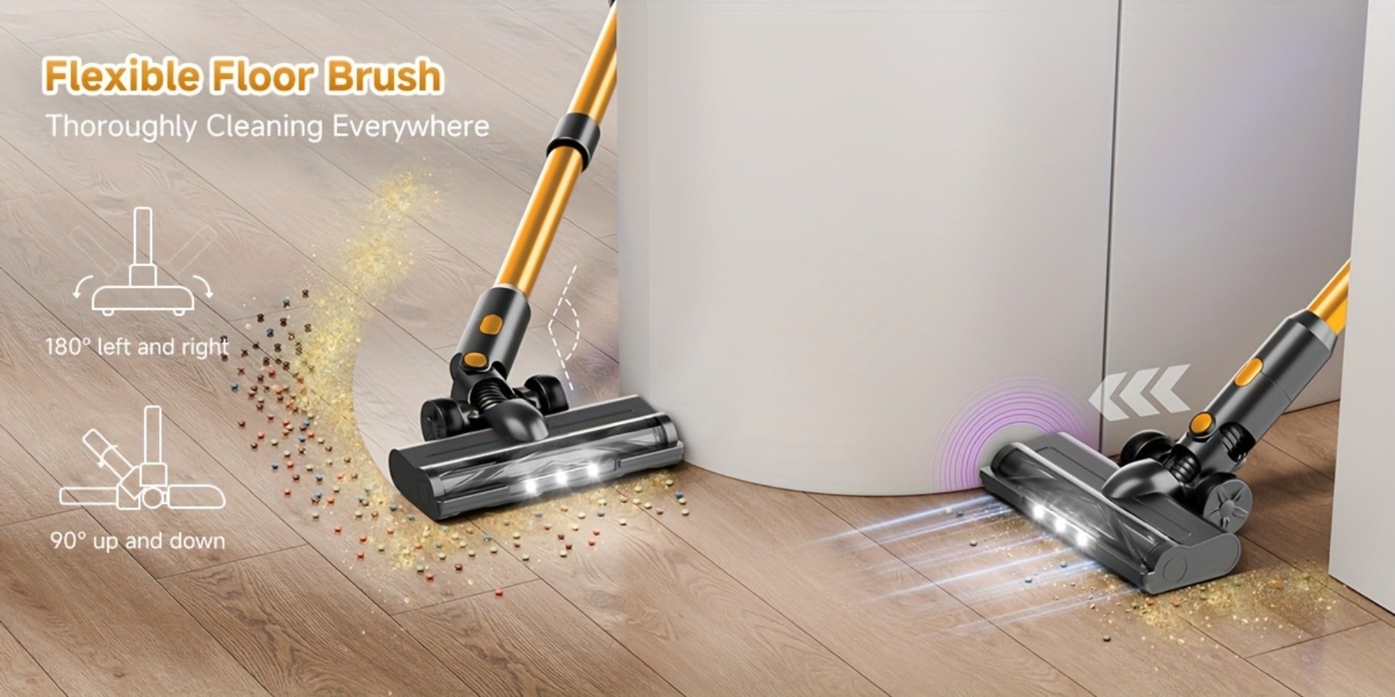 Cordless Stick Vacuum Cleaner 60Kpa 55-Min Runtime - Anti-Tangle Lightweight Handheld Vacuum for Hardwood Floor Carpet Pet Hair Corded Cordless 2200mAh Battery