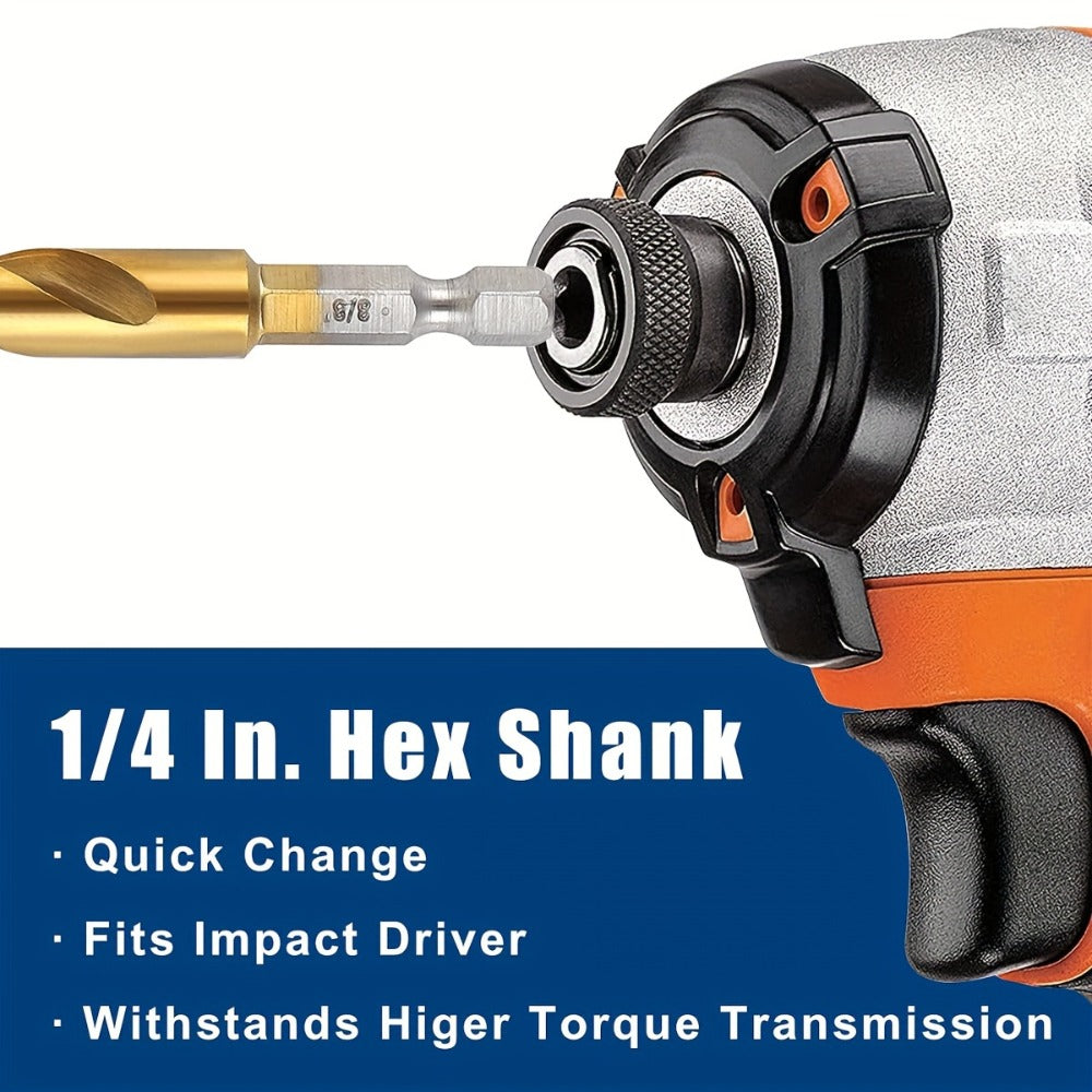 Titanium HSS Drill Bit Set 30PCS Hex Shank Quick Change 1/16 to 1/2 Inch for Metal Wood Plastic Hand Drilling Electric Screwdriver Drill Press Round Shank Twist Bits