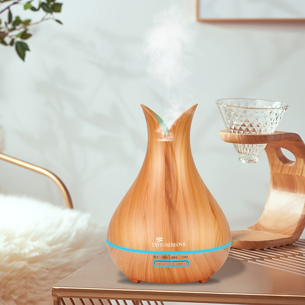 Large Capacity Aroma Diffuser 13.53oz ¨C Includes 8 Essential Oils, Multi-Color LED Lights & 3 Timer Settings, Ultra-Quiet Essential Oil Diffuser for Home, Bedroom, Office & Living Room