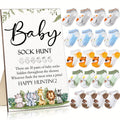 Baby Shower Sock Hunt Game Set 20 Pairs Cotton Socks with Wooden Table Sign Gender Reveal Party Favor