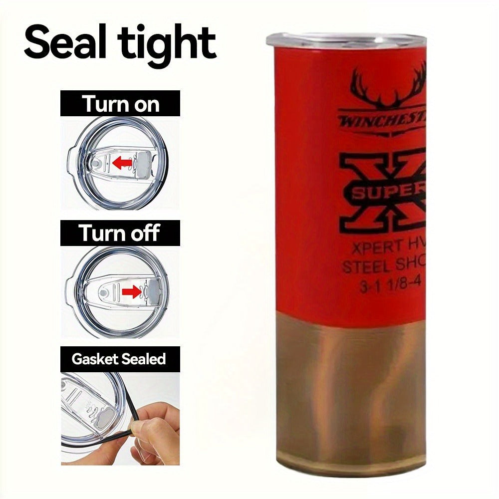 Hunting Tumbler 20oz Antler Bullet Graphic Stainless Steel Insulated Cup with Lid & Straw Travel Coffee Mug Hot Cold Drinks Gift for Men Birthday Father's Day