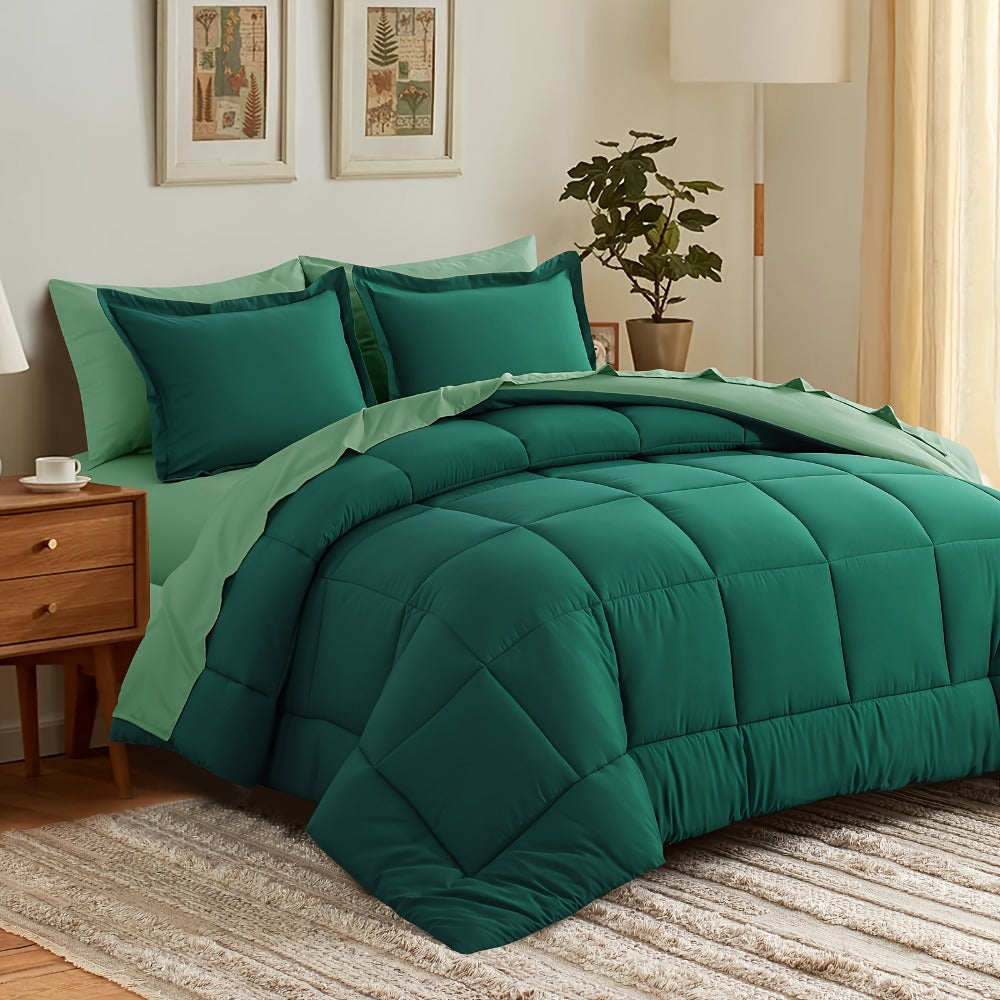 7 Piece Comforter Set Luxury Soft Fluffy Bedding All Season Bed in a Bag with Comforter Fitted Sheet Flat Sheet Pillowcases Hypoallergenic Breathable Easy Care Queen King Twin XL Full
