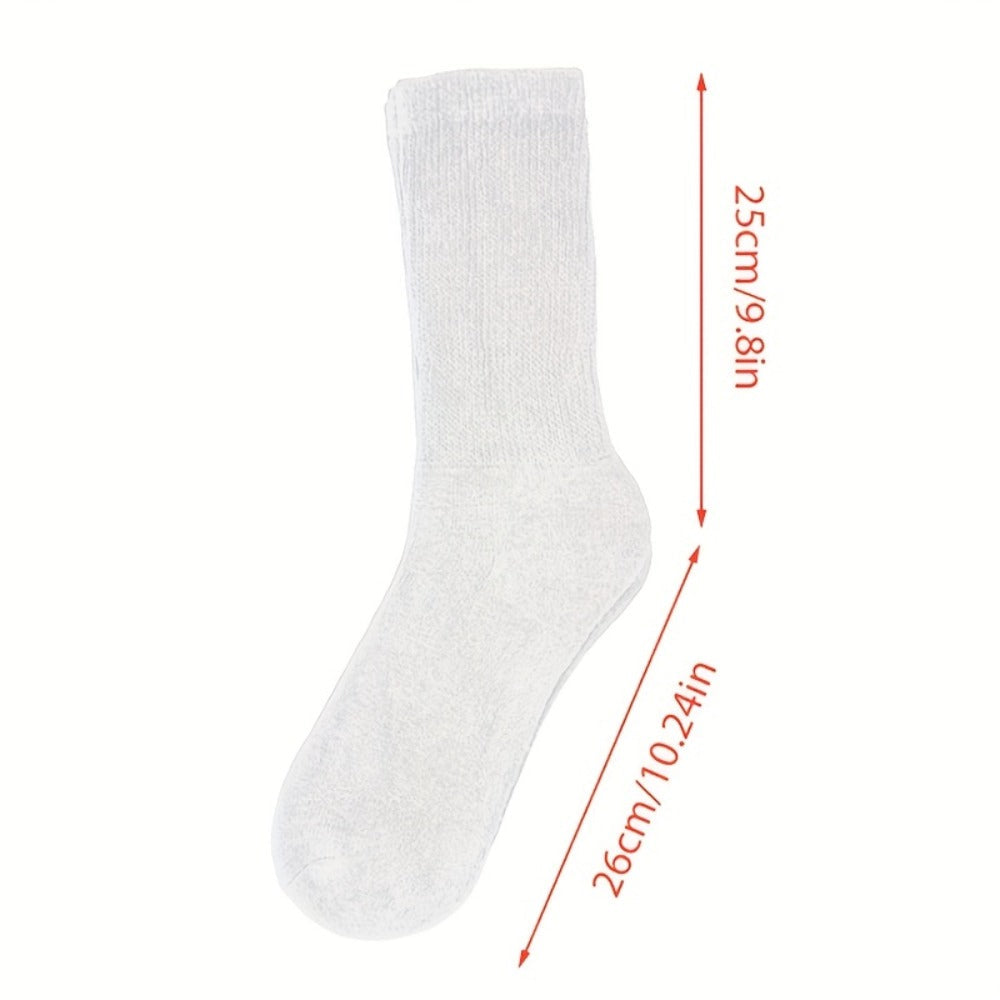 Cotton Diabetic Crew Socks 12 Pairs Non-Binding Neuropathy Loose Fit Seamless Cushioned Full Length for Men Women Edema Sensitive Feet White Black Brown Khaki Navy Grey