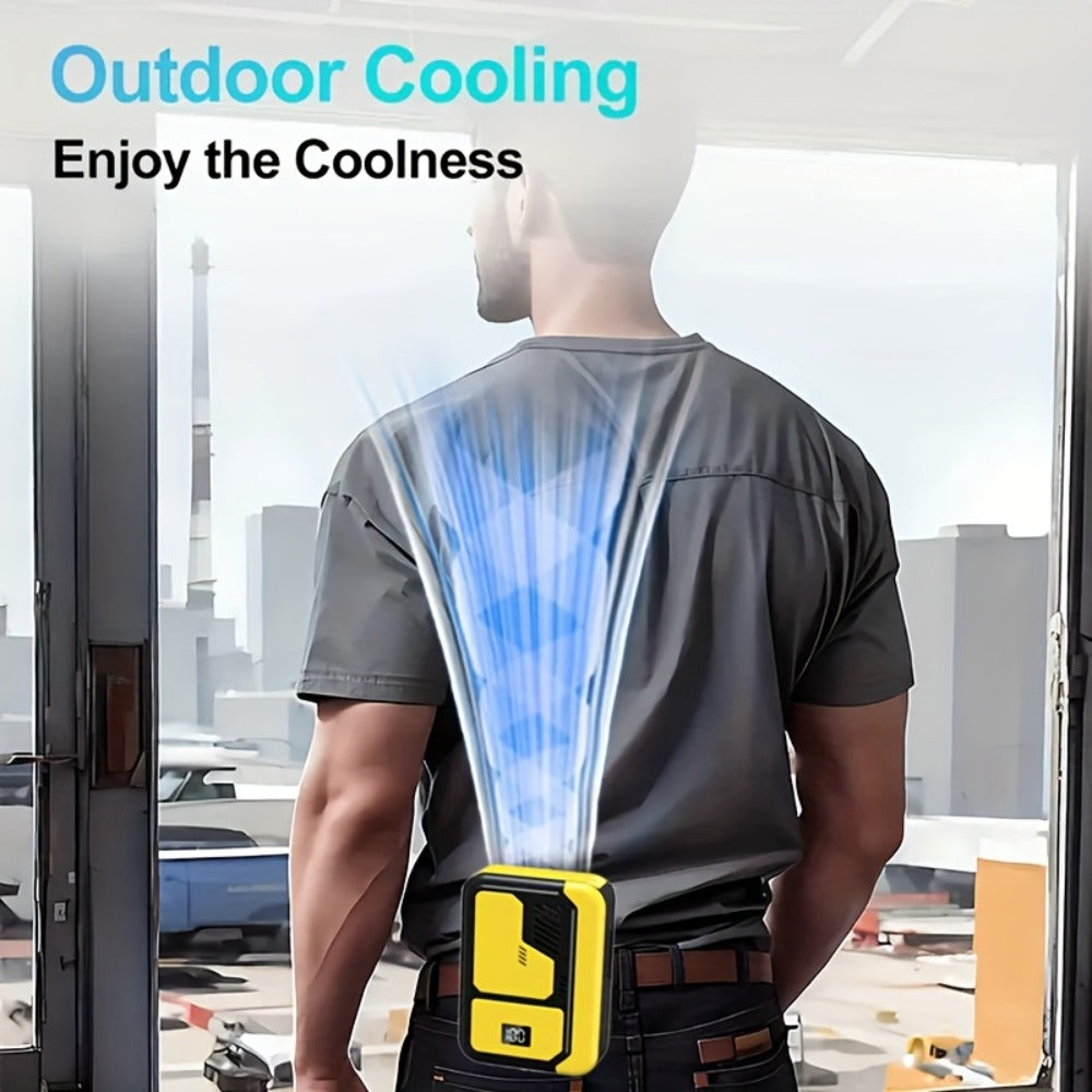 Neck Fan Portable Wearable, 3000mAh Battery Hands-Free Personal Fan 3 Wind Speeds Digital Display, USB Rechargeable Bladeless Neck Fan for Outdoor Camping Fishing Hiking Travel Sports, Silver Yellow White