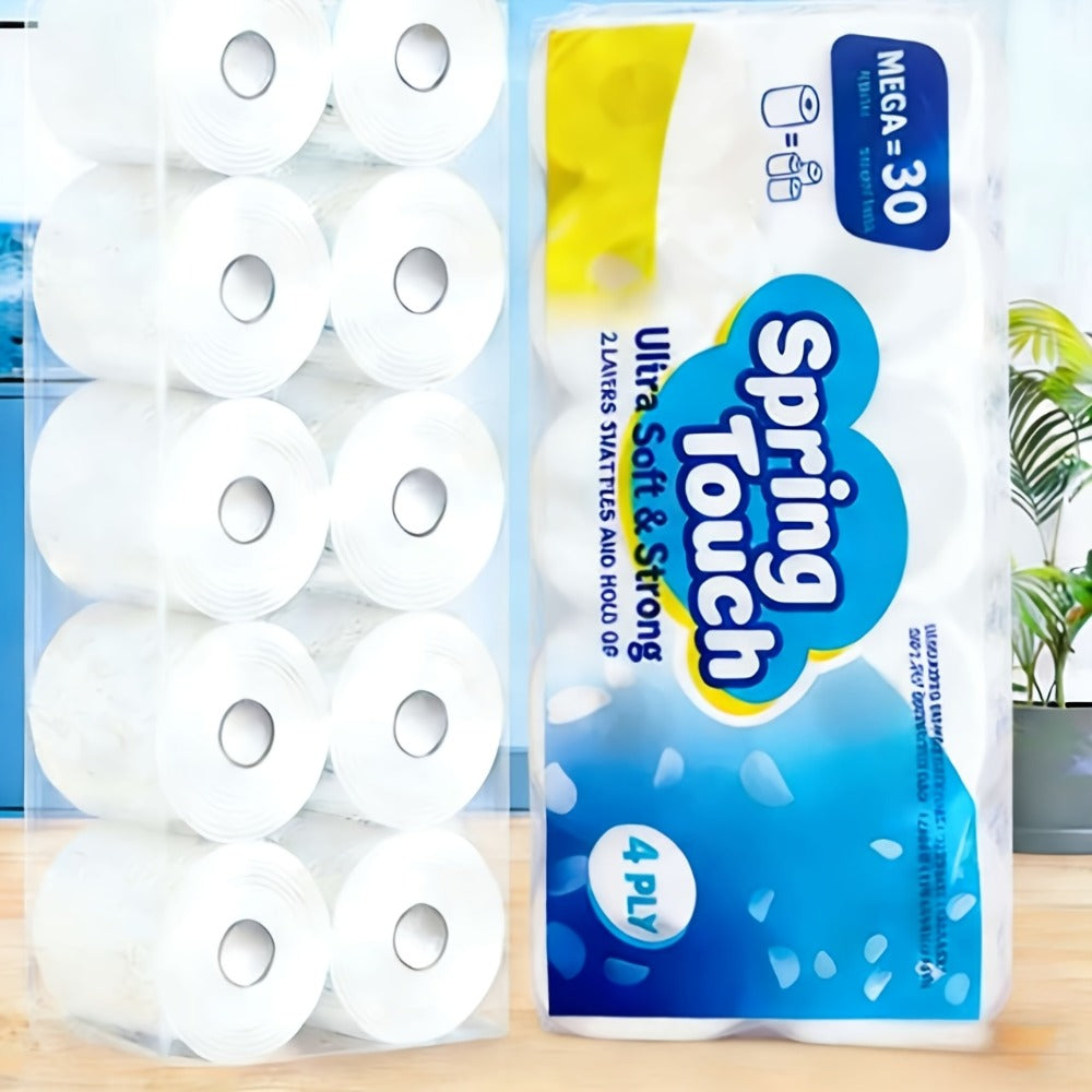 Toilet Paper Bulk 10 Roll 4-Ply Super Soft Thick Undyed Bath Tissue - Strong & Durable No Crumble Bathroom Tissue Rolls for Home, Hotel, Office, Dining & Restaurant Use, 1/2/3 Pack