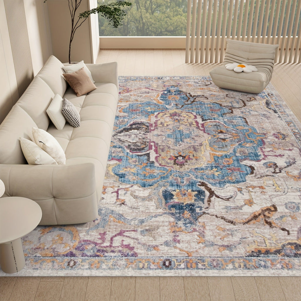 Area Rug Boho Vintage Washable Non-Slip Rug for Living Room Bedroom Traditional Woven Carpet Home Decor