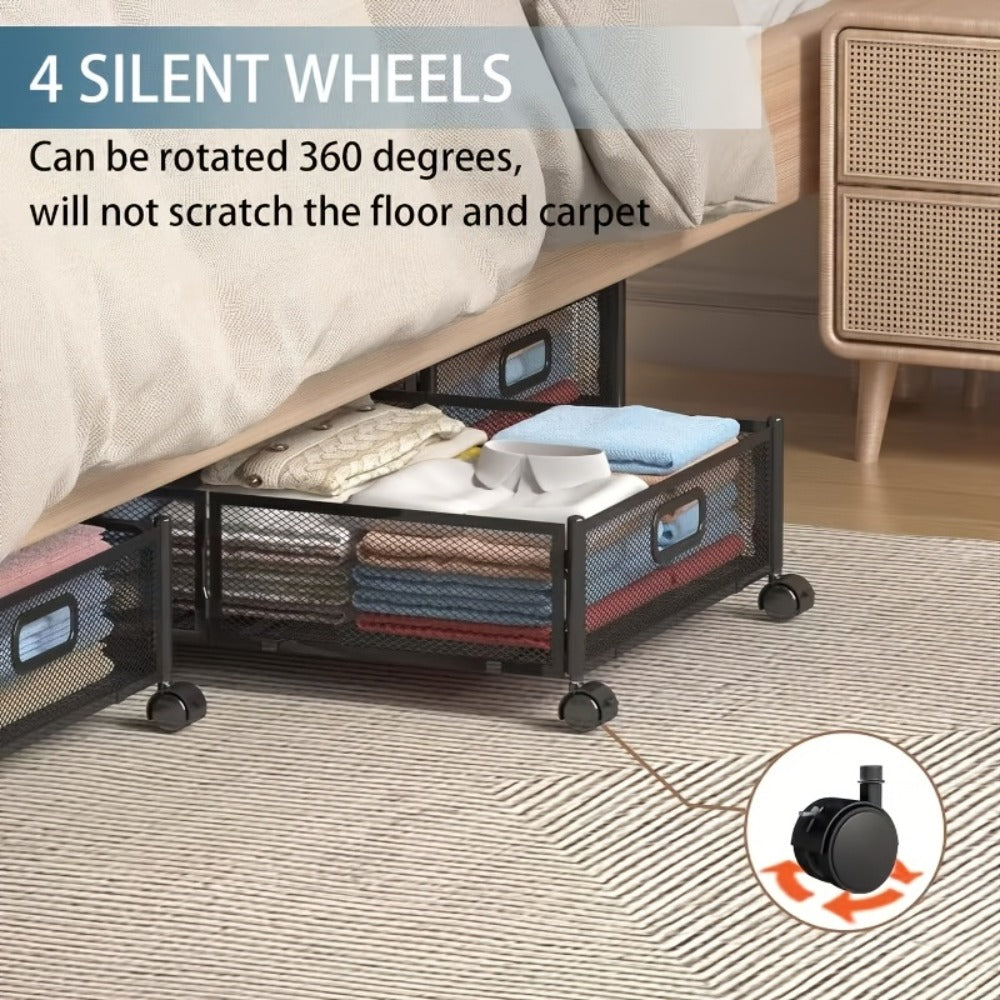 Under Bed Storage Containers with Wheels & Handles ¨C Shoes, Clothes, Blankets Organizer