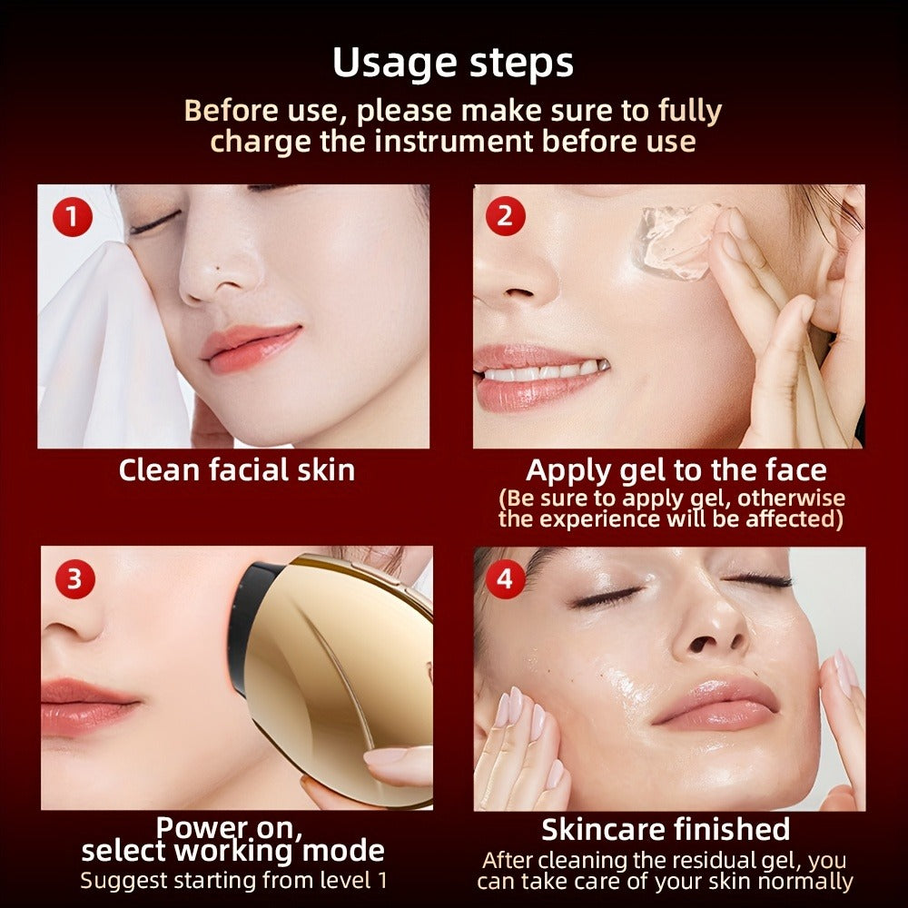 EMS Face Massager ¨C 3-in-1 LED Light Therapy, Warm Heat & EMS Skin Tightening, USB Rechargeable Portable Facial Beauty Device for Anti-Aging, Collagen Boost & Glowing Skin, Home Spa Gift for Women