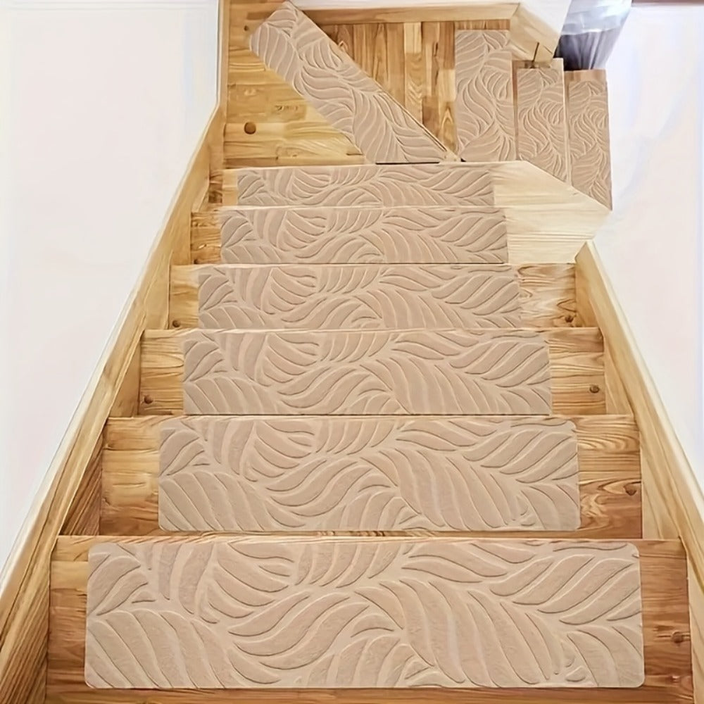 Non-Slip Stair Treads 15pcs 8¡±x30¡± Self-Adhesive Carpet Pads for Wooden Steps ¨C Washable Polyester Indoor Stair Mats for Safety, Anti-Slip Step Covers in Multiple Colors