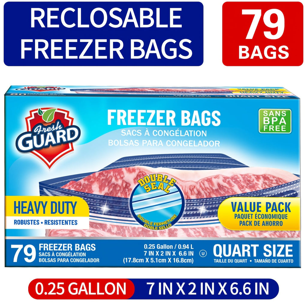 Freezer Storage Bags Resealable ¨C Sturdy Bulk Food Storage Bags with Easy-Open Tabs for Freezer & Refrigerator ¨C 0.25 Gallon, 1 Gallon & 2 Gallon for Fruits, Vegetables, Meats & Meal Prep