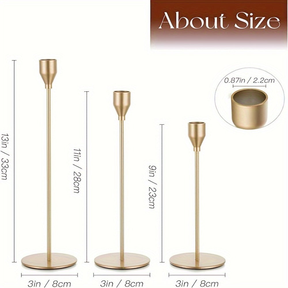 Taper Candlestick Holders Set of 6 - Decorative Metal Candle Holder Stand for Home Decor Wedding Dining Table Centerpiece Party Anniversary Event, Gold Rose Gold Black (Candles Not Included)