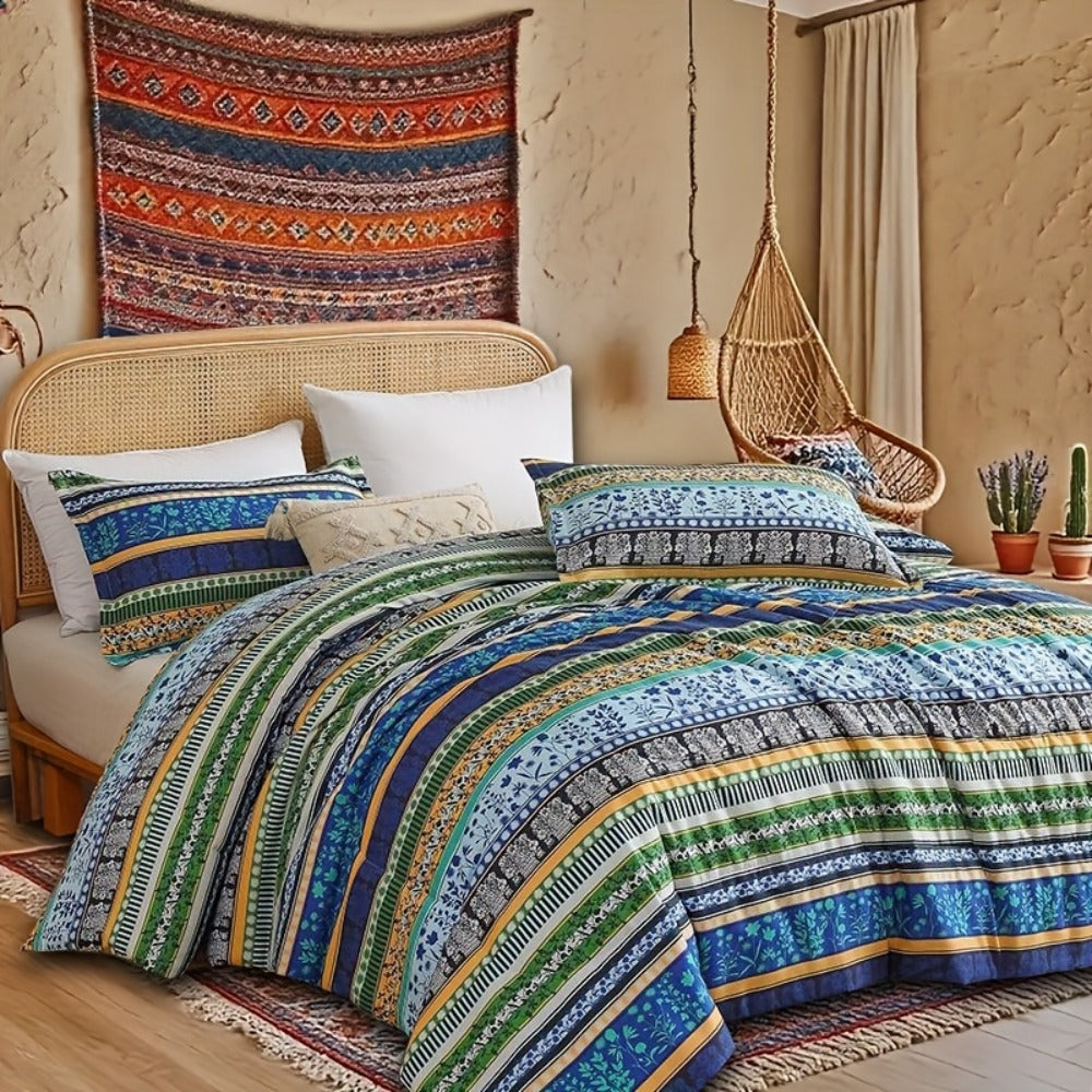 Bohemian Floral Quilt Comforter Set ¨C Soft Microfiber Lightweight Bedding for All Seasons, Twin Queen King ¨C Rose Red, Scarlet & Dark Pink