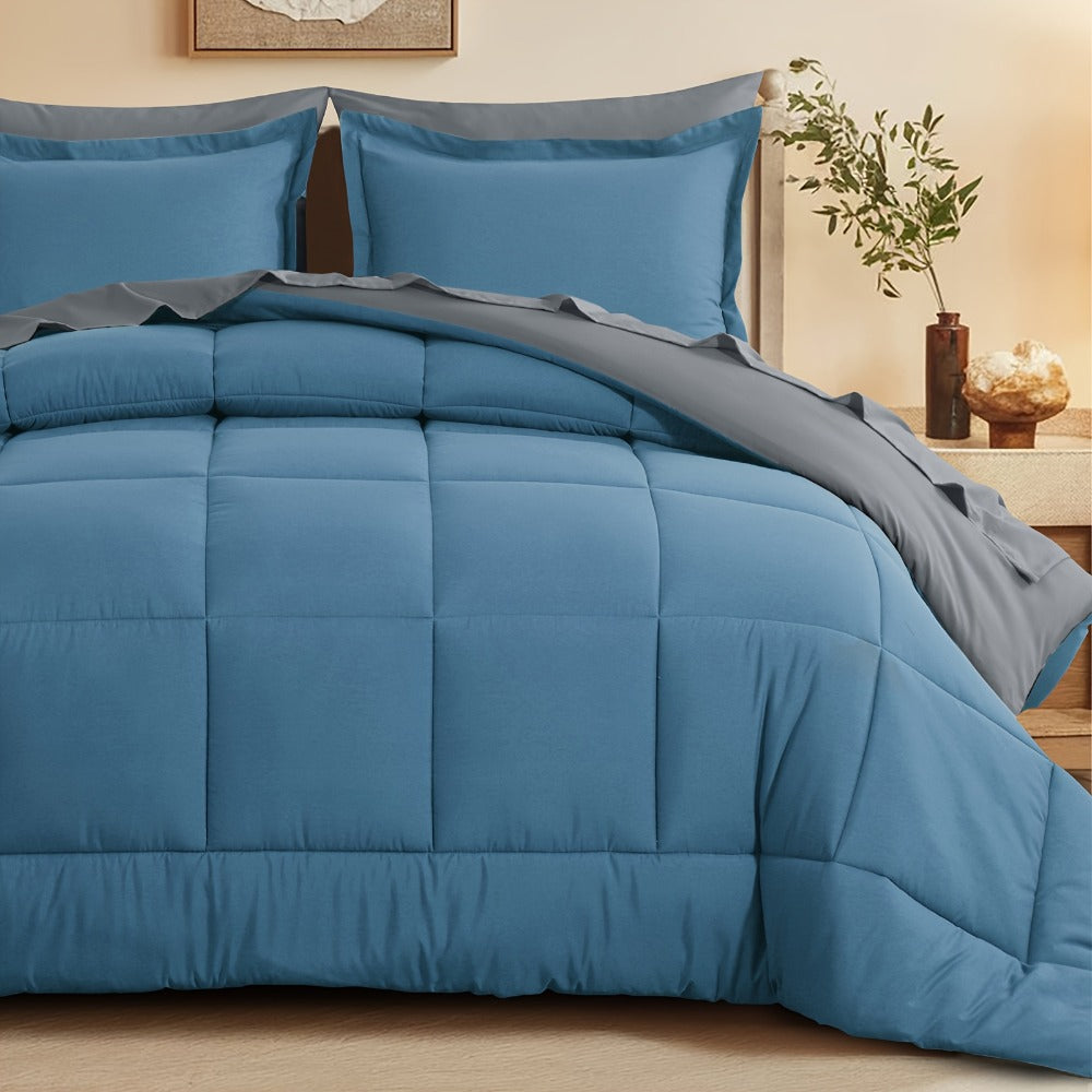 7 Piece Comforter Set Luxury Soft Fluffy Bedding All Season Bed in a Bag with Comforter Fitted Sheet Flat Sheet Pillowcases Hypoallergenic Breathable Easy Care Queen King Twin XL Full