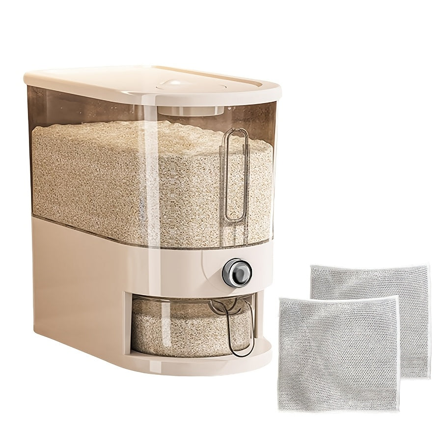 Rice Storage Container Airtight Sealed Moisture-Proof Insect-Proof Food Grade PET Grain Bin with Measuring Cup Flip-Top Lid 11lbs 22lbs White Transparent