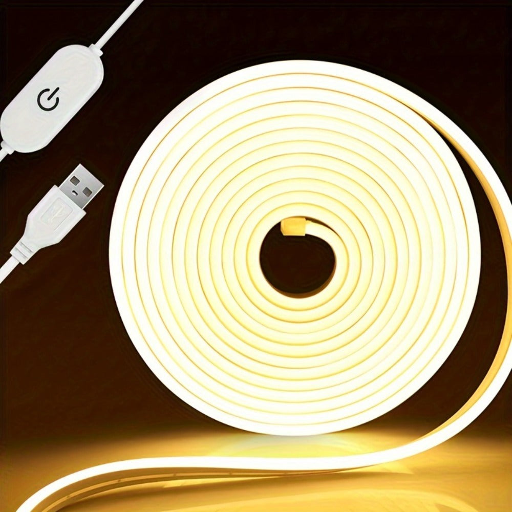 LED Neon Light Strip Touch Dimmer USB Flexible Ambient Glow Strip Lights for Vanity Mirror Bathroom Mirror Live Streaming Fill Light Bedroom Decor White Warm White 118in 196in 2pcs