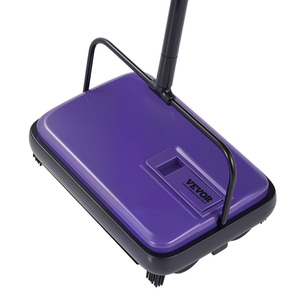 Manual Carpet Sweeper Push Non-Electric 300ml Dustbin 6.7in Width 180¡ã Rotating Head Quiet Floor Sweeper for Home Office Pet Hair Hardwood Tile