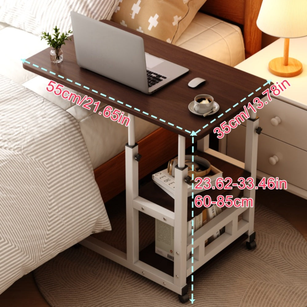 Rolling Overbed Table with Brake Wheels ¨C Adjustable Height Bedside Nursing Dining Table for Elderly & Patients | Lockable Caster Wheels, Over-Bed Card Tray Design, 4 Colors, Practical Gift