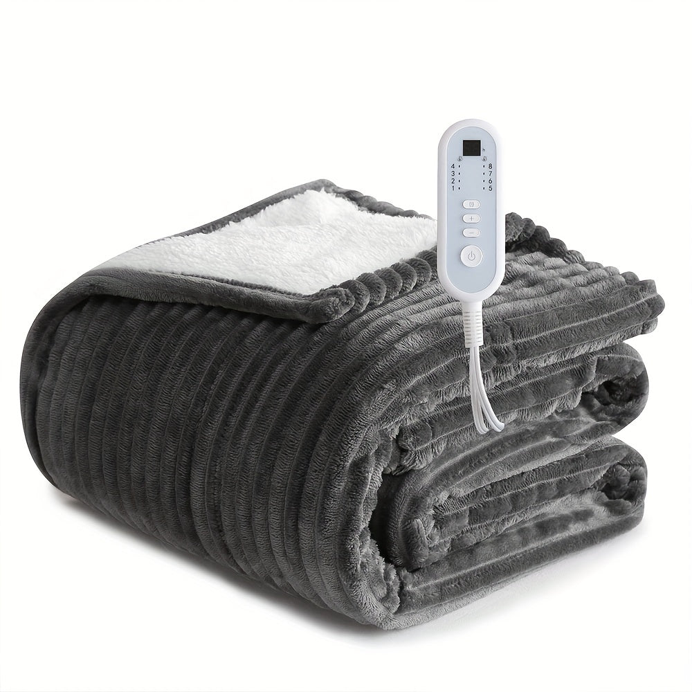 Electric Blanket with Temperature Control and Timer ¨C Extra Large Flannel Heated Blanket, 8 Levels 10-Hour Auto-Off, Machine Washable, PTC+NTC Overheat Protection, Throw Twin Full Queen King