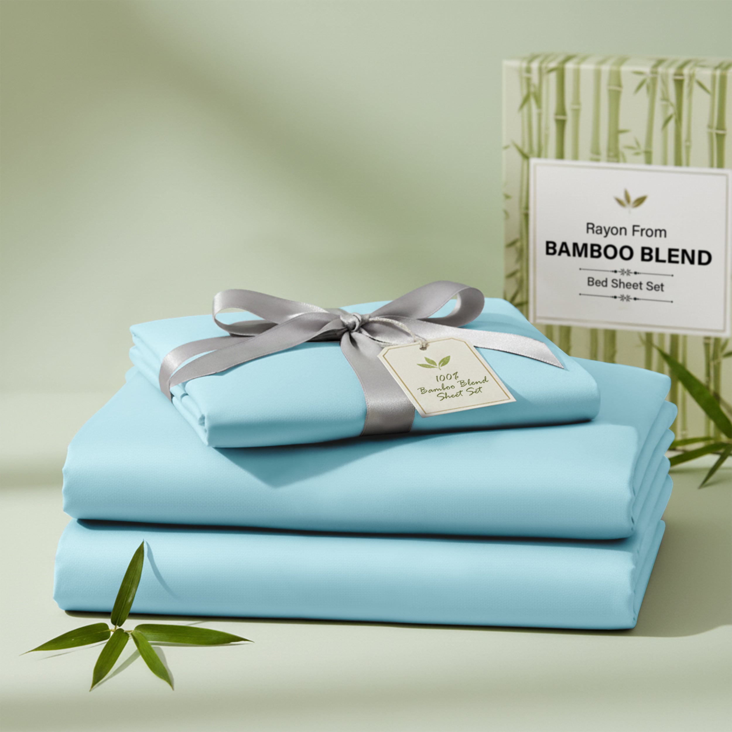 Bamboo Blend Bed Sheet Set 4 Piece 30% Bamboo Viscose 70% Polyester Cooling Deep Pocket 16 Inch Wrinkle-Resistant Moisture-Wicking Twin Full Queen King Cal King