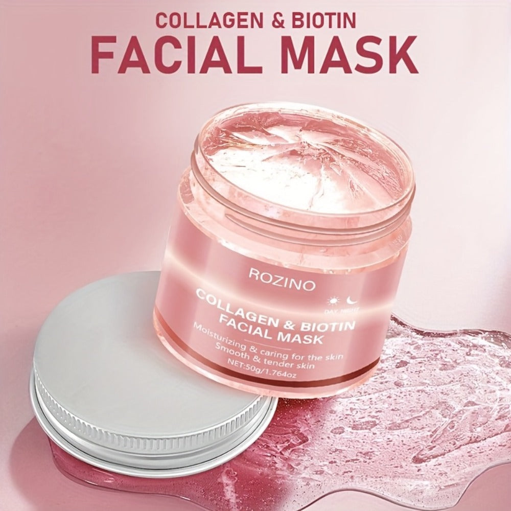 Biotin Collagen Face Mask 50g, Hydrating Anti-Aging Skin Firming Mask, Day & Night Brightening Treatment, Smooths Wrinkles & Plumps Skin for Youthful Radiant Complexion ¨C Ideal Skincare Gift for Women