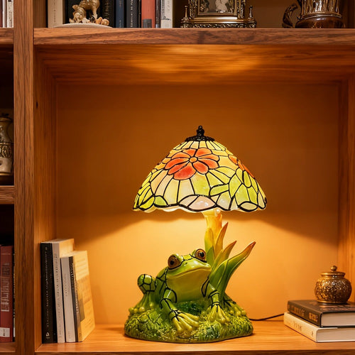 3D Frog Table Lamp Floral Painted Flower Night Light Warm Ambiance Home Decor Bedside Office Desk Study Decor Wedding Birthday Holiday Gift Cute Room Decor