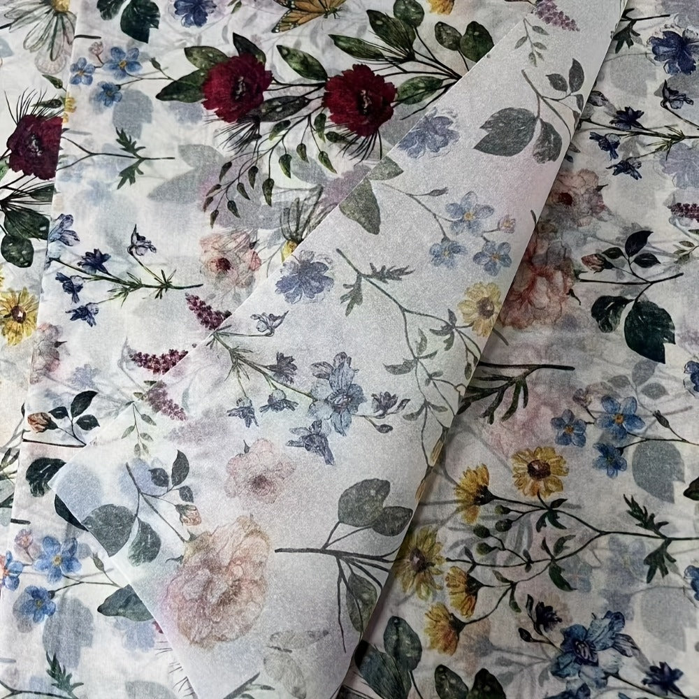 Vintage Floral Wrapping Paper 50pcs, 20¡±x14¡± Elegant Pastel Gift Wrap Sheets with Ruffled Edges, Purple Lily Design for Wedding Birthday Valentine Party Favors