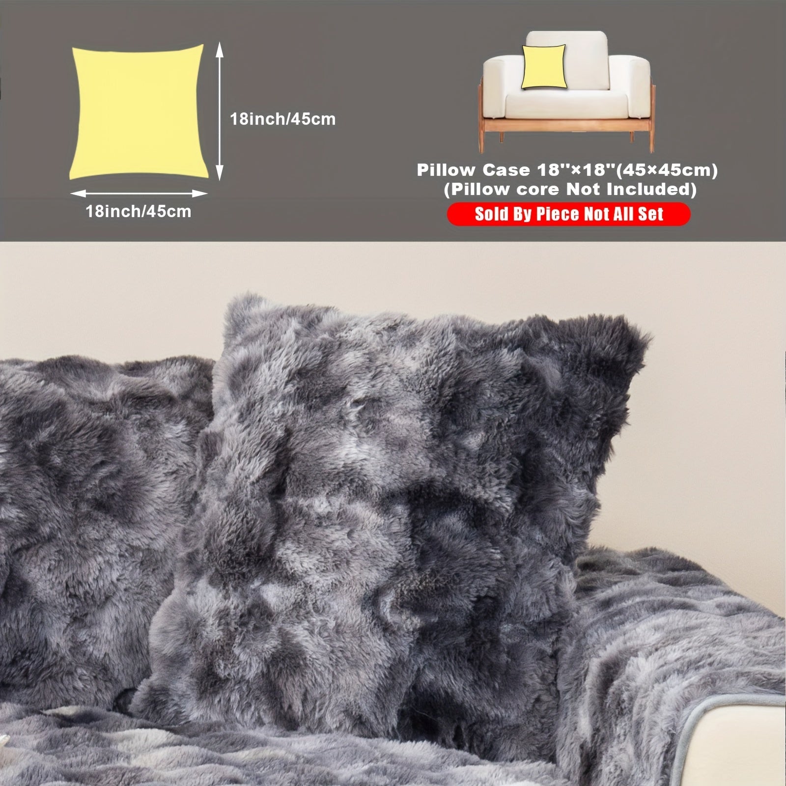 Plush Sofa Cover Faux Lamb Thick Fluffy Couch Slipcover Pet Friendly Machine Washable Gradient Color Polyester Furniture Protector for Armchair Single Double Triple Sofa Living Room Home Decor