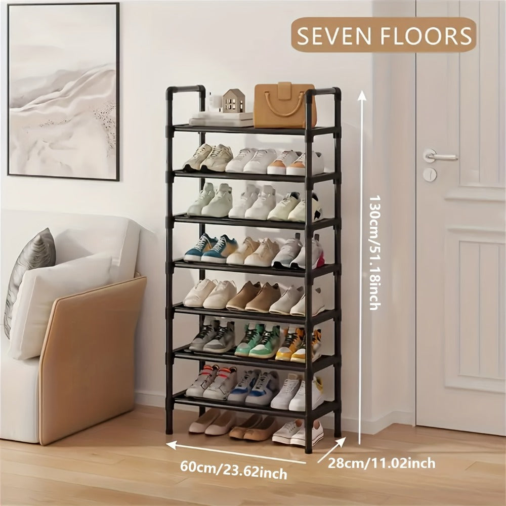 Shoe Rack Multi-Layer Space Saving - 3 to 8 Tier Shoe Storage Stand Organizer for Entryway Bedroom Closet Corridor, Stackable Shoe Shelf for Doorway, Black 23.62 Inch Wide