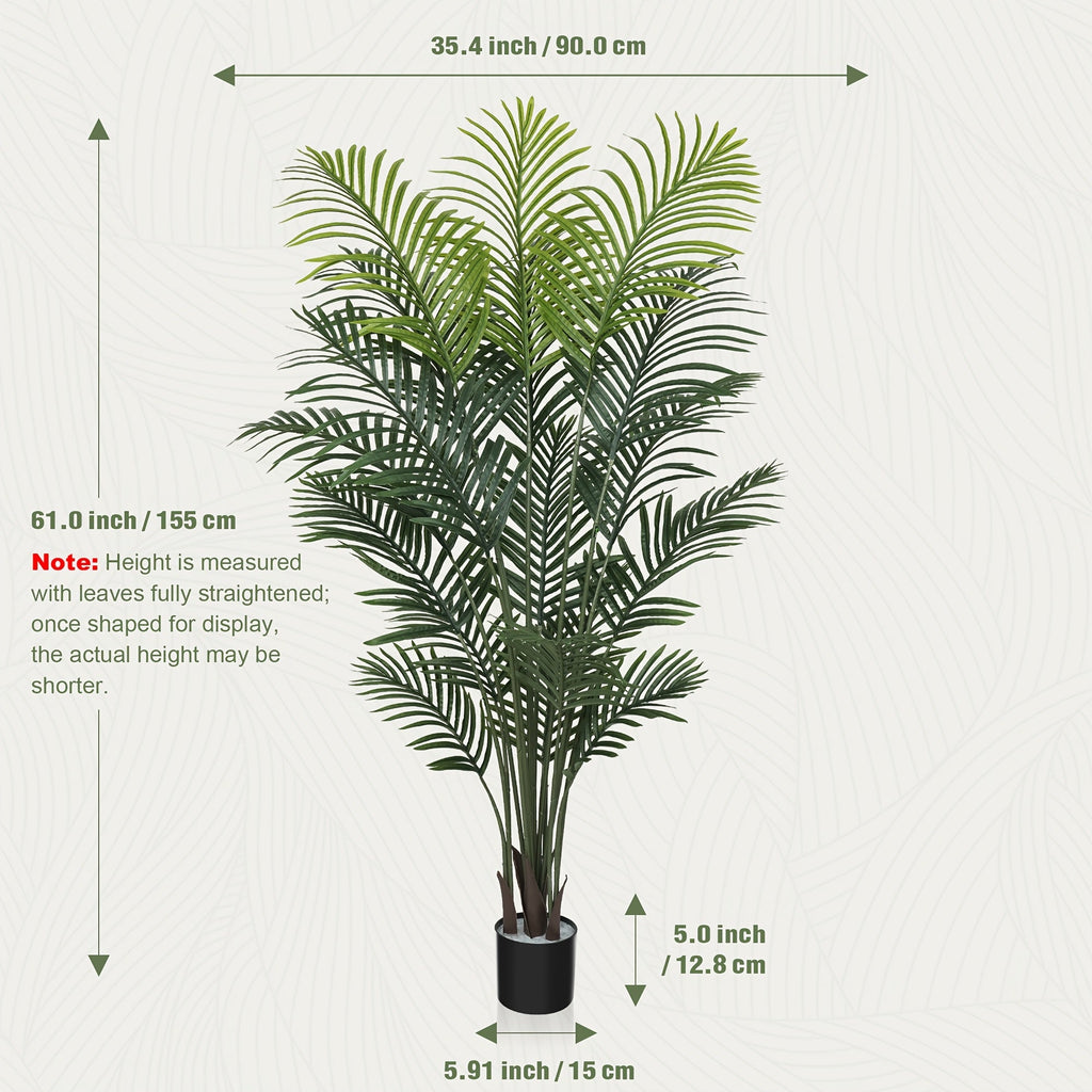 Artificial Palm Tree Fake Indoor Plant ¨C 4/5/6FT Faux Tropical Areca Palm with Realistic Leaves, Planter Options, for Living Room Bedroom Office Patio Home Decor