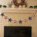 Patriotic Wooden Wreath 4th of July | Red White & Blue Rustic Stars & Flags Decor for Independence Day, Memorial Day & Labor Day - Vintage Wood Wall & Fireplace Mantle Decoration