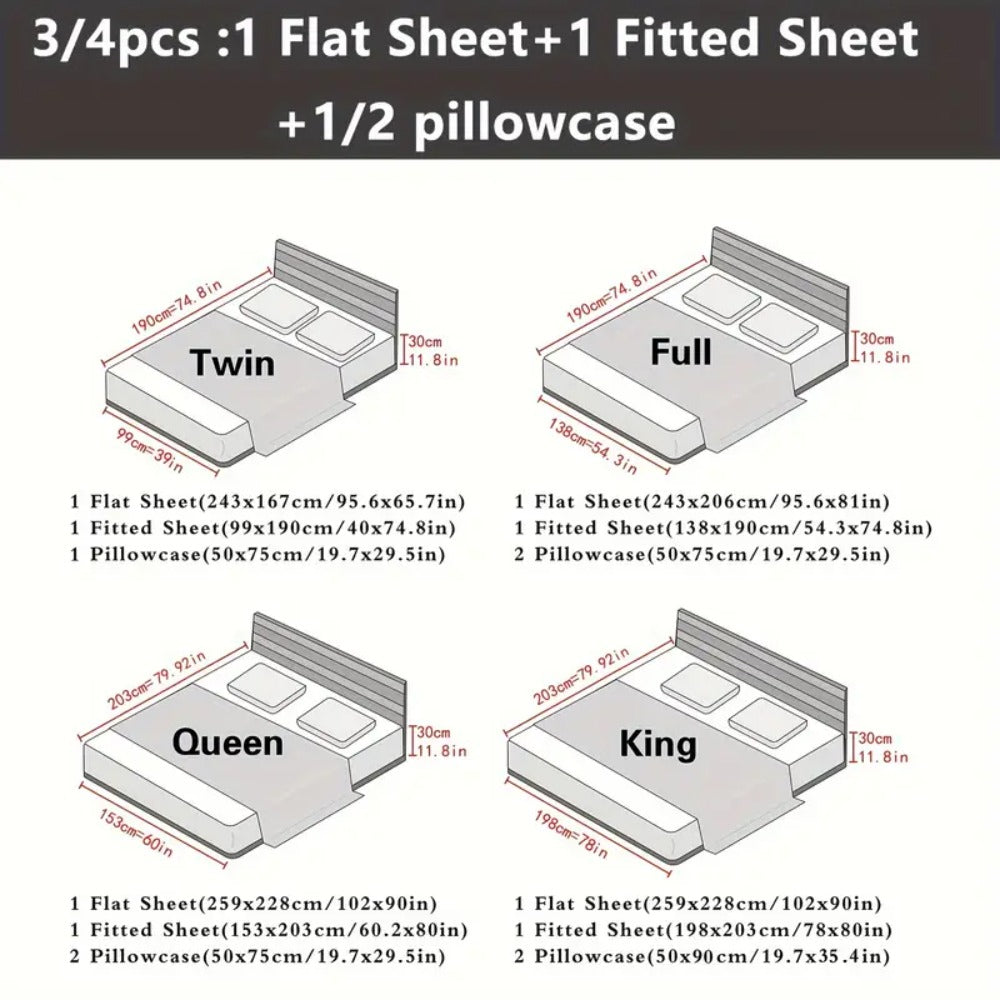 Satin Bed Sheet Set 4 Pcs ¨C Luxury Silky Smooth Hotel-Quality Bedding, Wrinkle-Free Deep Pocket Fitted Sheet, All-Season Elegant Satin Sheets ¨C Twin, Full, Queen & King, Multiple Colors