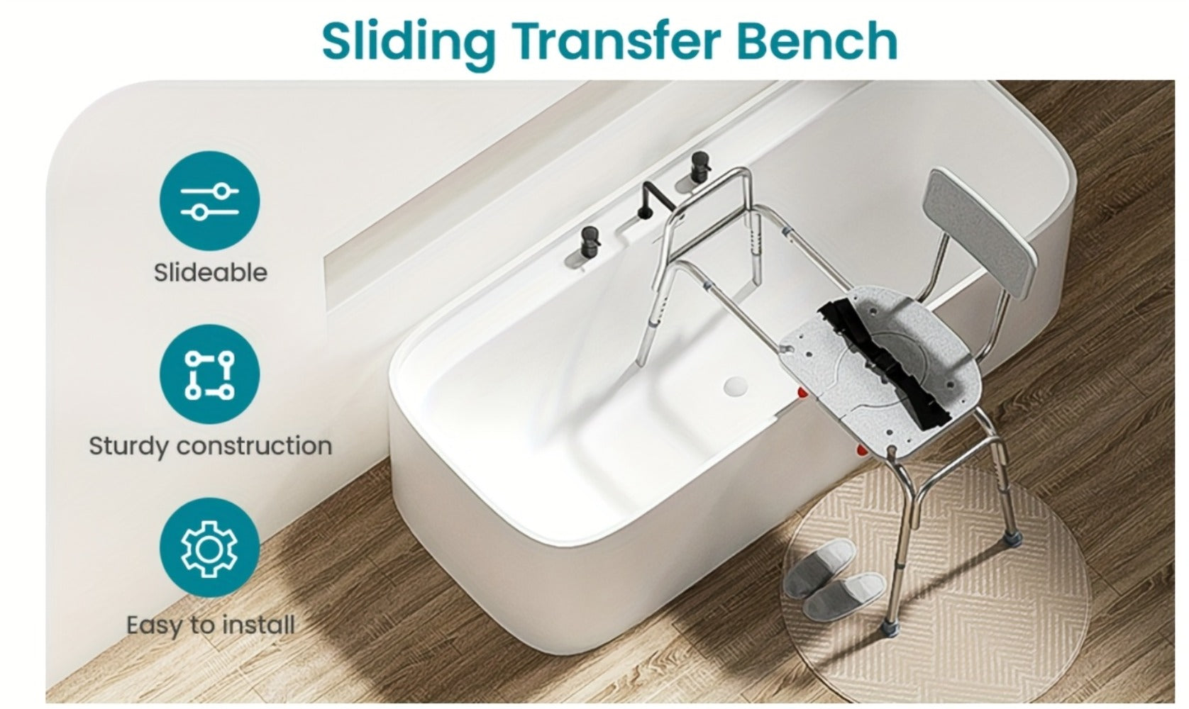 Shower Chair for Elderly Heavy Duty 400 lbs Transfer Bench with Safety Belt Non-Slip Adjustable Height Tool-Free Assembly Bath Seat for Disabled Recovery Seniors 39 Inch Extra Long Shower Bench Bathtub Transfer Chair