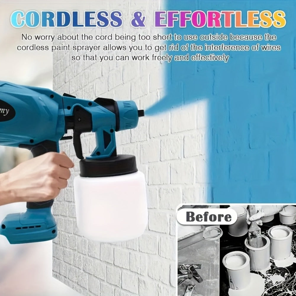 HVLP Paint Sprayer Electric Spray Gun with 3 Spray Patterns & 27oz Container ¨C Cordless Airless Sprayer for House Painting, Furniture, Cabinets, Fence, Walls, Doors, Car DIY Projects