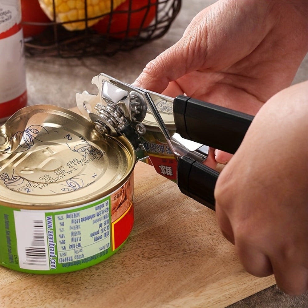 Can Opener 3-in-1 Stainless Steel Manual Can Opener with Smooth Edge Bottle Opener Ergonomic Handle Heavy Duty Kitchen Tool Universal Fit Home Cook Chef Gift 2 Pack