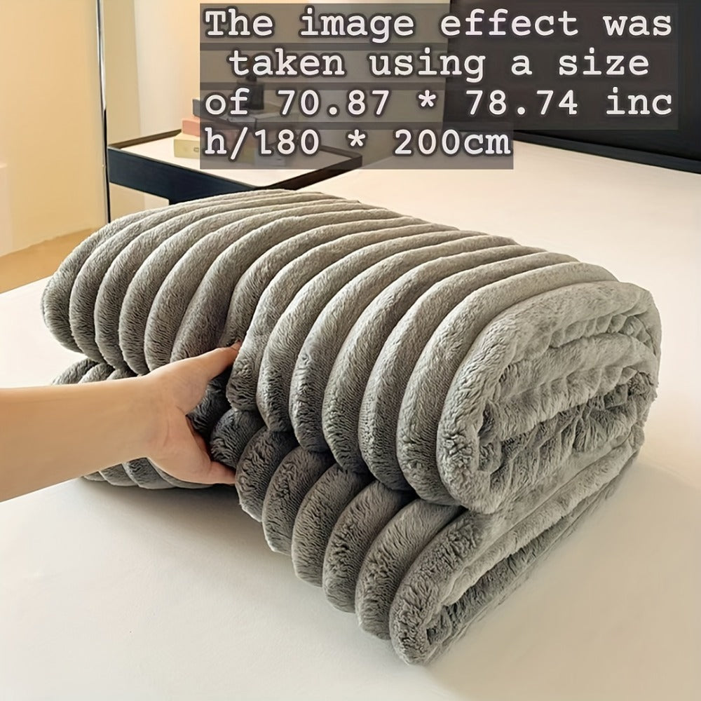 Plush Faux Fur Blanket ¨C Imitation Rabbit Fur 300-350gsm Knit Throw for Sofa, Bed & Travel, All Season, 3 Colors, 2 Sizes