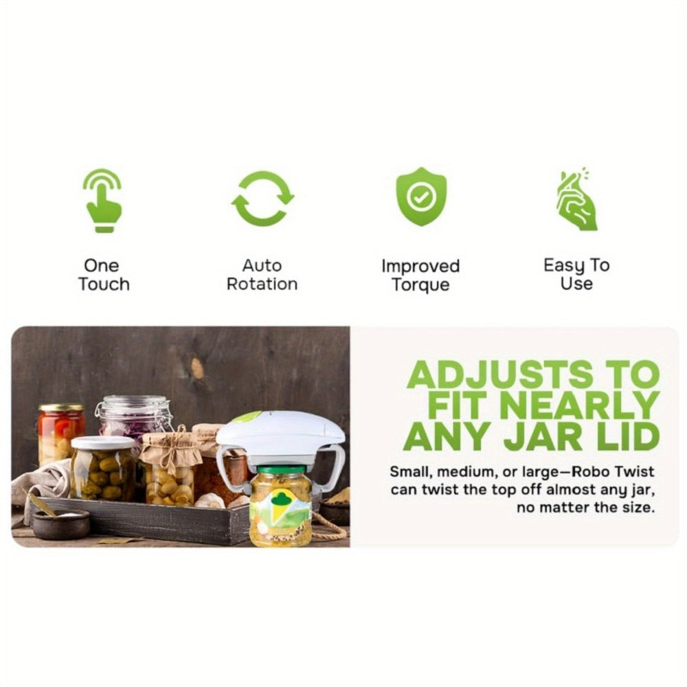 Electric Jar Opener & Bottle Opener ¨C One-Touch Automatic Lid Opener for Arthritic Hands, Seniors & Weak Grip, Battery Operated, Heavy Duty