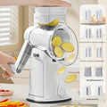 Rotary Cheese Grater with Handle 10 Interchangeable Blades Suction Cup Base Easy Clean Kitchen Slicer for Cheese Vegetables Fruits Nuts