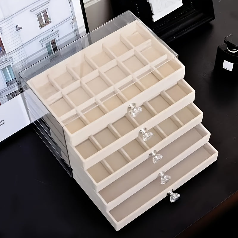 5-Tier Jewelry Box Organizer with Drawer Luxury Glam Storage