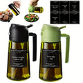 Glass Olive Oil Dispenser Bottle 2pcs 2-in-1 Oil Dropper and Cooking Sprayer with Automatic Flip Cap Spill Proof Food Grade for Kitchen BBQ Outdoor Cooking