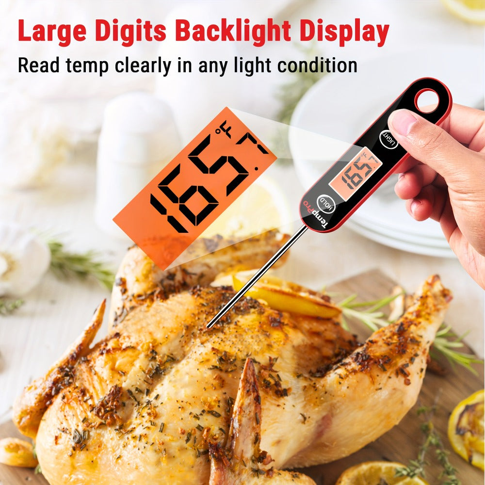 Instant Read Meat Thermometer ¨C TempPro IC6030 Fast 3-Second Digital Kitchen BBQ Thermometer with 4.72¡± Foldable Probe & Backlit Display