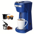 Single Serve Coffee Maker 2-in-1 for K-Cup Pods and Ground Coffee One-Button Operation 6-14oz Brew Sizes Auto Shut-Off Stainless Steel Drip Coffee Machine Blue Black Red Grey