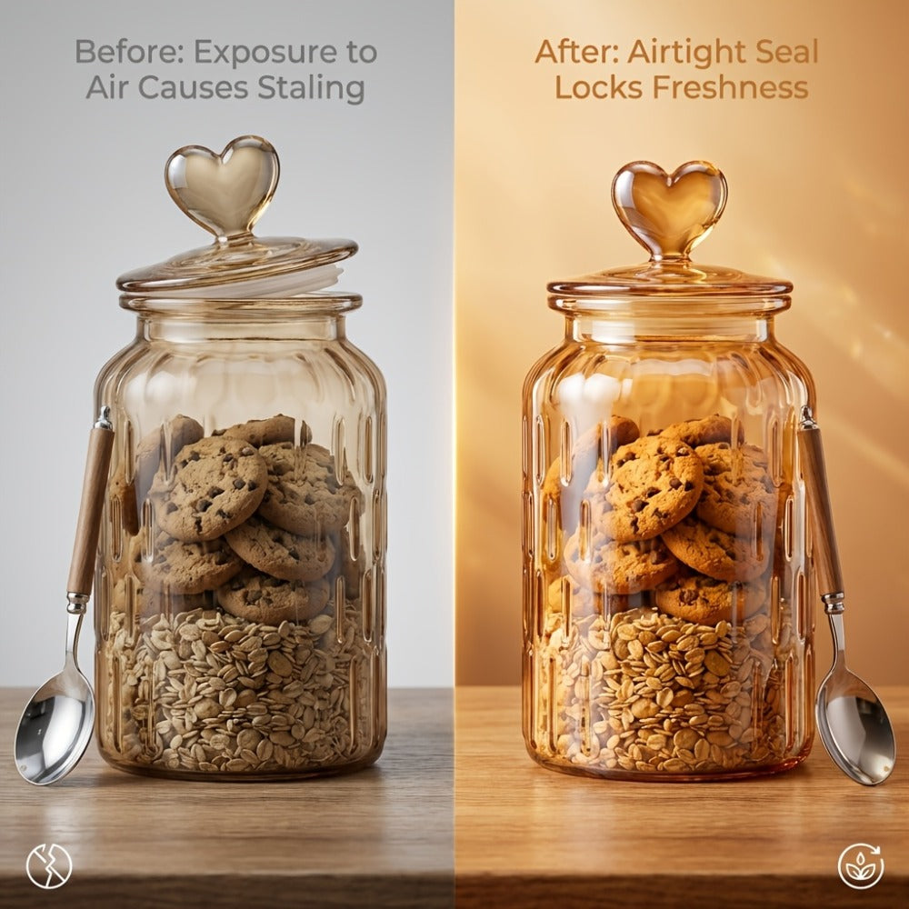 Airtight Glass Food Storage Jars with Clamp Lids 4-Set | 21.98oz & 47.34oz Clear Kitchen Canisters for Sugar, Flour, Coffee, Spices, Cereal & Grains
