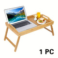 Bamboo Bed Tray Table with Folding Legs & Handles ¨C Breakfast Sofa Lap Desk, 19.32¡± x 11.83¡±, Natural Bamboo