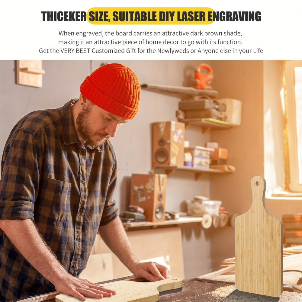 Wood Cutting Board Bulk Set 12 Pcs Laser Engraving Blanks Unfinished Wooden Chopping Board with Handle for Wedding Housewarming Mother's Day DIY Personalized Gift