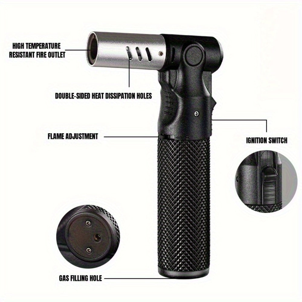 Windproof Torch Lighter ¨C Refillable Jet Flame Butane Lighter with 360¡ã Inverted Ignition, 1800¡ãC High Temp Blowtorch, Flame Size Adjustment, Portable for Camping, BBQ, Welding, Soldering (Butane Not Included)