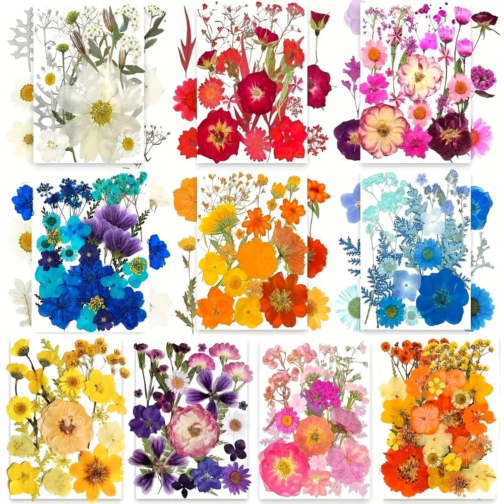 Dried Pressed Flowers Kit 500pcs ¨C Natural Real Flower Petals & Leaves for Resin Art, Nail Art, Jewelry Making, Scrapbooking, Phone Case Decor, Candle Making & DIY Floral Crafts