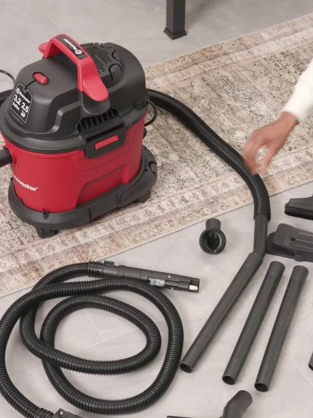 Wall Mount Wet Dry Vacuum 3.2 Gallon 2.5 Peak HP, Space-Saving Shop Vac with Cloth Filter for Wet Spills & Dry Debris, Garage Workshop & Home Cleaning Vacuum