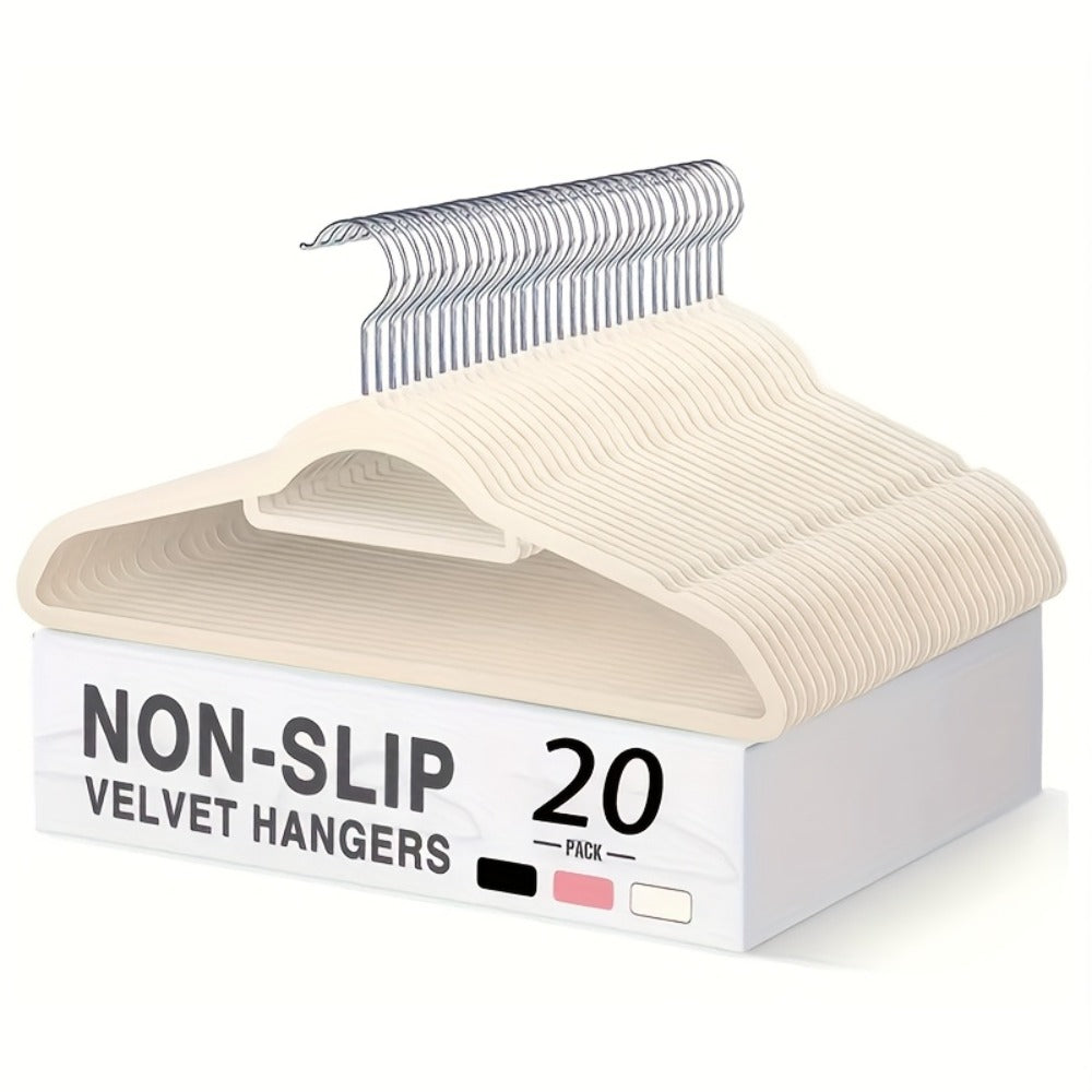 Velvet Hangers Non-Slip Slim Space Saving Clothes Hangers, Premium Flocked Suit Hangers for Closet Organization, Ultra Thin Strong Coat Hangers for Shirts Dresses Pants, 20 or 50 Pack Black Beige Pink