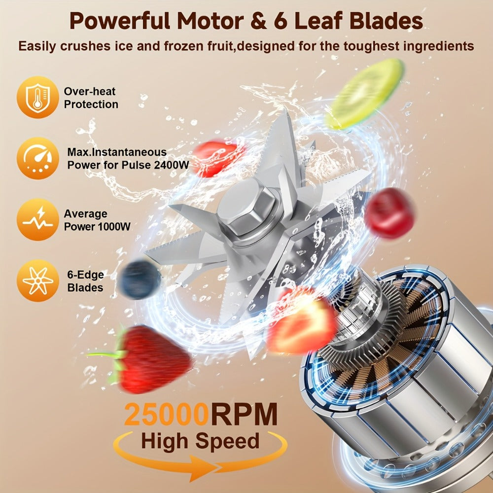 Professional Blender for Kitchen 68oz 25000RPM 2400W - Countertop Smoothie Blender with 2 Containers Stainless Steel Blade Variable Speed Pulse for Ice Frozen Fruit Juice Shakes 7 Colors