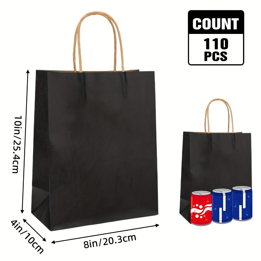 Paper Gift Bags with Handles 110pcs Bulk, Medium & Large Sizes, Shopping Bags for Small Business, Party Favor Bags, Candy Bags for Wedding Christmas Birthday